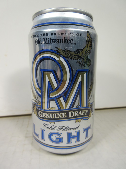 Old Milwaukee Genuine Draft Light - big 'OM' - Click Image to Close